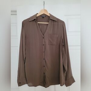 Olive green button down shirt from Express